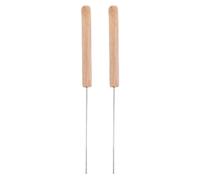 Artibetter 2 Agujas para enhebrar Gusanos y Cebo de Pesca con Mango de Madera | Herramienta de Acero Inoxidable para enhebrar Cebo de Gusanos Rojos y de Arena