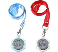 Artibetter 2 Cronómetros Digitales Precisión Diseño Simple de Bolsillo con Pantalla Grande Aleación y Vidrio con Hebilla y Cordón para Árbitros y Personal Deportivo