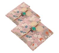 Artibetter 2 Monederos de Brocado Chino Bordados para Joyas y Collares, Bolsa de Tela con Tapa Abatible, Organizador Versátil y Práctico para Uso Diario y Viaje