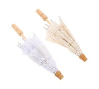 Artibetter 2 Paraguas Mini de Encaje para Fotografía Nupcial Sombrilla Decorativa Vintage y Beige Accesorio Romántico para Sesión de Fotos de Boda y Decoración de Mesa