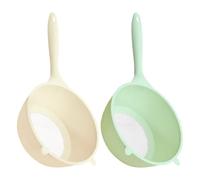 ARTIBETTER 2 piezas Cesta de Drenaje Multifuncional para Lavar Arroz y Frutas Colador con Mango Ergonómico Diseño Compacto para Cocina Paquete de Unidades Colores Crema y Verde Filtro de