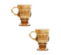 Artibetter 2 Piezas Copa con Asa de Vidrio Ámbar Estilo Retro | Forma Elegante, Marrón, Fácil de Sujetar, No se Deforma ni Rompe, Uso Diario en Mesa