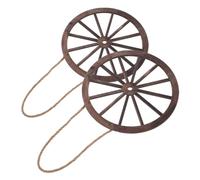 ARTIBETTER 2 piezas Decoración Rústica de Pared Ruedas de Carro de Madera Vintage Colgantes Estilo Occidental para Hogar Jardín Garaje Cobertizo