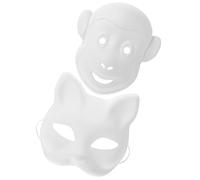 Artibetter 2 Piezas Máscara de Papel Blanco para Pintar Diy, Careta de Gato para Manualidades y Fiesta de Halloween, Material Papel, Diseño sin Pintar para Personalizar