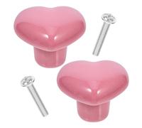 Artibetter 2 piezas Pomos de Cerámica Corazón Rosa para Armarios y Cómodas Tiradores Orificio Instalación Rápida Accesorios para Muebles de Dormitorio y Cocina