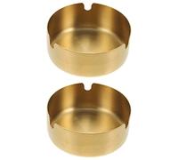 Artibetter 2 Unidades de Ceniceros Dorados Decorativos Pequeños Recipientes de Cigarrillos Vintage de Estilo Simple Ceniceros para Fiesta de Cocina en Casa de Oro
