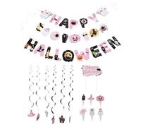 Artibetter 3 banderines Colgantes de Papel de Feliz Halloween - Guirnalda de Halloween Resistente a la Intemperie para fotomatón - Guirnaldas de Pared de Dibujos Animados para repisa de Chimenea,