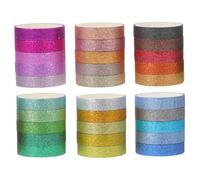 Artibetter 30 Rollos Cinta Washi Glitter Decorativa Cinta Adhesiva para Diy Scrapbooking Diario y Manualidades Colores Surtidos Duradera y Estética