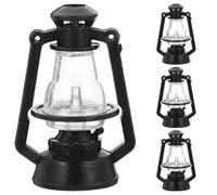 Artibetter 4 Adornos pequeños de Farol de Queroseno Retro - Lámpara de Aceite Vintage en Miniatura para decoración de árbol de Navidad, jardín de Hadas y Micro paisajes, 5 cm, Negro
