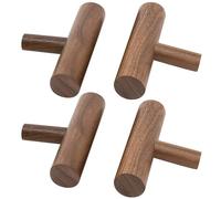 Artibetter 4 Ganchos de Pared de Madera Maciza Nogal Estilo Retro Tamaño Color Marrón Ganchos Rústicos para Sombreros y Toallas Uso Hogar y Oficina