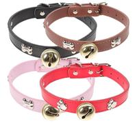 ARTIBETTER 4 Piezas Collares Ajustables para Cabras y Ganado con Campanas Paquete de Colores Rojo Negro Rosa y Marrón Duraderos y Resistentes para Ovejas Vacas y Caballos Ganadería