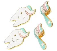 Artibetter 4 Pines de Dientes y Cepillos de Dientes Esmaltados Creativos, Broches para Ropa y Mochilas, Accesorios Divertidos para Sombreros, Regalos Dentales para Compañeros de Trabajo, Set