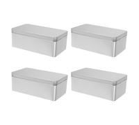 Artibetter 4piezas Caja de Hojalata Vacía Tarro de Dulces Rectangular Contenedor de Almacenamiento de Metal para Galletas Refrigerio Navideño
