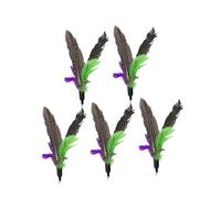 Artibetter 5 Piezas Varita para Gatos con Cabezas de Felpa Reemplazables Juguete Interactivo con Plumas Coloridas para Mantener Gatos Activos y Divertidos Regalo para Color Aleatorio