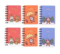 Artibetter 6 piezas Cuadernos de Navideños Portátil para Estudiantes con Cubiertas de Cartón Grueso y Páginas Perforadas para Notas y