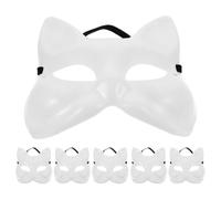 Artibetter 6 Piezas Máscara de Festival de Animal en Pvc Blanco para Pintar, Cómoda y Creativa para Fiestas de Navidad y Cosplay entre Amigos