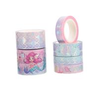 Artibetter 6 rollos Cinta Washi de Papel Decorativa con Diseño de Sirena para Scrapbooking DIY Manualidades Pegatinas Álbum Fotos Sin