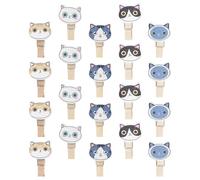 Artibetter Abrazaderas para Fotos de Madera Diseño de Gato, 30 Piezas, Clips Resistentes para Decoración y Collage de Fotos, Ideales para Manualidades y Regalos