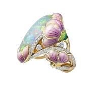 Artibetter Anillo Joyería Reutilizable para Mujer de Diseño Delicado Floral y Acabado Metálico, Adecuado para Bodas y Uso Diario