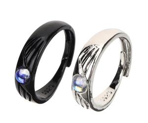 Artibetter Anillos de Promesa a Juego para Parejas Diseño de Ángel y Demonio, Anillos Abiertos de Metal, Estilo Clásico y Chic para Citas y Escuela