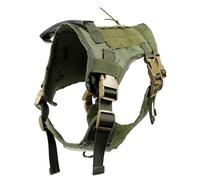 Artibetter Arnés para Pastor Alemán Grande de Tela Oxford Militar, Chaleco Ajustable para Perros de Servicio, Material Resistente Antideslizante en Color Verde Militar, 1 Pieza L, Uso