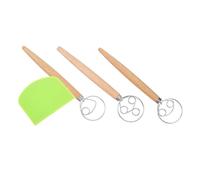 ARTIBETTER Batidor de Harina Espiral de 33 CM con Mango de Madera de Roble Batidor Manual para Masa Madre y Huevos Kit 4 Piezas con Raspador Verde para Repostería y Cocina Doméstica