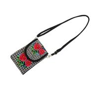 Artibetter Bolso Bandolera de Lona Bordado Tapa, Pequeño Tamaño, Color Rosa Flores, Bolsa Cultural para Móvil y Monedero, Ligero y Portátil para Mujer, Accesorio Étnico Adecuado para