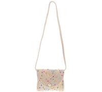 Artibetter Bolso Bandolera Pequeño de Paja y Algodón Tejido a Crochet, Color Crema Puntos Multicolor, Bolso de Playa y Verano para Mujer, Diseño Artesanal Adecuado para Vacaciones y Uso