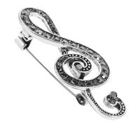 Artibetter Broche Nota Musical Gemas de Imitación, Color Plata y Negro, Diseño Compacto y Creativo para Mujer, Accesorio Decorativo Adecuado para Ropa, Bolsos y Fiestas