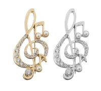 ARTIBETTER Broche Símbolo Musical de Gemas de Imitación 2 Piezas (oro y Plata), Pin para Mujer, Accesorio Elegante para Fiesta, Boda y Uso Diario