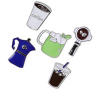 ARTIBETTER Broches de Esmalte Diseño de Máquina de Café, Set de 5 Pins Decorativos para Ropa, Mochilas y Sombreros en Color Café, Accesorios Creativos para Uso Diario