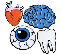Artibetter Broches Decorativos de Aleación Diseño de Órganos Creativos Corazón, Cerebro, Ojo y Dientes, Accesorio Delicado para Ropa en Halloween y Christmas 4 Piezas