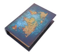 Artibetter Caja Decorativa Forma de Libro Vintage Pequeña Madera MDF Diseño Mapa de Cuentos de Hadas Caja para Almacenamiento de Alimentos y Joyas Adecuado para Decoración de Hogar y