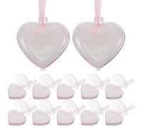 ARTIBETTER Cajas de Corazón Rellenable para San Valentín 15 Piezas, Caja de Plástico Transparente en Forma de Corazón, Decoración para Fiestas y Adornos Colgantes, Embalaje de Obsequio