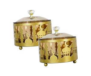 Artibetter Cajas De Dulces De Oriente Medio Id-adjha 2 Piezas Tamaño Mediano Hierro y Pet Color Dorado Diseño Decorativo Para Fiestas y Decoración Del Hogar