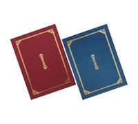Artibetter Carpeta de Presentación A4 Estampado Dorado 2 Piezas Burdeos y Azul Oscuro para Documentos y Diplomas en Académicos