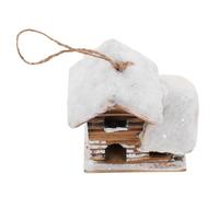 Artibetter Casita de Madera LED con Luz Cálida Decoración Navideña de Pueblo Colgante para Árbol y Centro de Mesa Adorno Rústico para Invierno y Escenas de Invernal