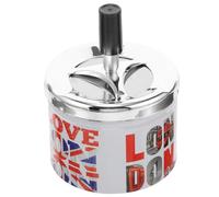 Artibetter Cenicero Metálico Bandeja para Fumar de Acero Inoxidable Tapa Giratoria y Extinción Automática Seguro y para Uso en Escritorio o Mesa