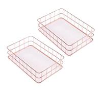 Artibetter Cesta de Almacenamiento de Hierro Base de Malla 2 Piezas, Organizador Grande para Toallas de Mano y Servilletas, Color Rosa Dorado, Adecuado para Baño y Cocina, Porta Utensilios