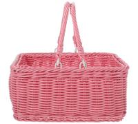 Artibetter Cesta Tejida Rosa con Asa, PP Hecha a Mano para Pan y Flores | Estilo Rústico Clásico, Forma Única Abierta, Fácil de Llevar, para Comedor Exterior y Guardado Decorativo