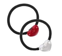 Artibetter Coleteros Elásticos Cabello Forma de Corazón 2 Unidades Rojo y Blanco Gran Elasticidad Suaves Daños Accesorios para Niñas y Adultos Ideales para Deportes y Uso Diario