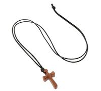 Artibetter Collar Colgante de Cruz de Madera Pequeña Unisex, Joyería Católica para Hombre y Mujer, Accesorio Espiritual para Parejas Cordón Ajustable, Collar Cruz Madera para Oración y Uso