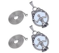Artibetter Collar de Mujer Estilo Hip Hop con Colgante Espejo Retro de Acero Inoxidable, Cadena de 80 Cm, Set de 2 Piezas para Uso Diario y Decoración Urbana