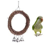 Artibetter Columpio Colgante Campana y Hebilla de Metal de Ratán para Loro Que Alivia el Aburrimiento y Atrae el Interés del Pájaro Color Aleatorio Accesorio para Jaula y Jardín