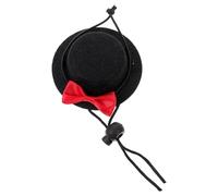 ARTIBETTER Conjunto de Sombrero Bombín Negro Ajustable y Pajarita Roja para Mascotas Pequeñas Mini Sombrero de Tela Resistente para Conejos y Hámsteres Accesorios para Fiestas y Uso Diario