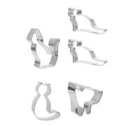 Artibetter Cortadores de Galletas en Acero Inoxidable Forma de Gato Varios estilos Set de 5 Fácil de Desmoldar y Limpiar para Repostería en Casa Varios estilos