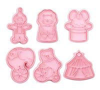 Artibetter Cortadores de Galletas Navideños 3d de Plástico, Molde de Fondant de Circo 6 Piezas, Mini Cortadores Formas para Repostería y Decoración de Galletas en Casa