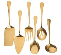 ARTIBETTER Cubiertos de Metal Dorados para Servir Cucharas para Porciones y Tenedores, Juego de Utensilios Reutilizables para Cocina y Cenas