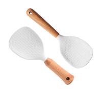 ARTIBETTER Cuchara de Arroz de Silicona y Madera 2 Piezas Set Antiadherente con Espátula Práctica Mango Ergonómico Resistente al Calor Utensilios Multiusos para Cocina Doméstica