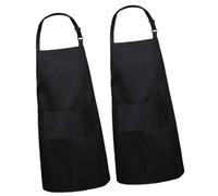 Artibetter Delantal de Cocina Negro 2 Piezas Bolsillos, Peto Resistente y Reutilizable para Cocineros y Estilistas en Cocina y Barbacoa, Tamaño 70X75 CM, Transpirable y Fácil de Limpiar